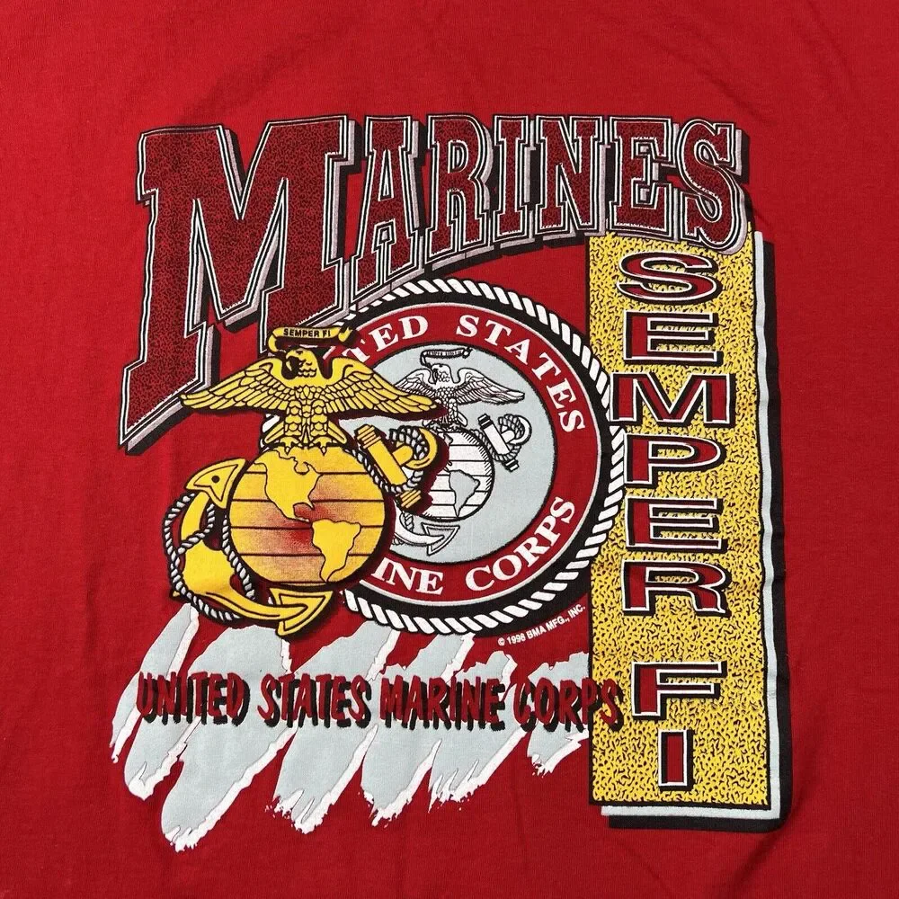 Vintage Y2K United Stated Marine Corp USMC Semper Fi Shirt Men's 2XL Red - Picture 4 of 16